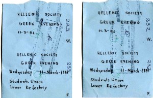 Two Tickets for the Greek Evening,please!